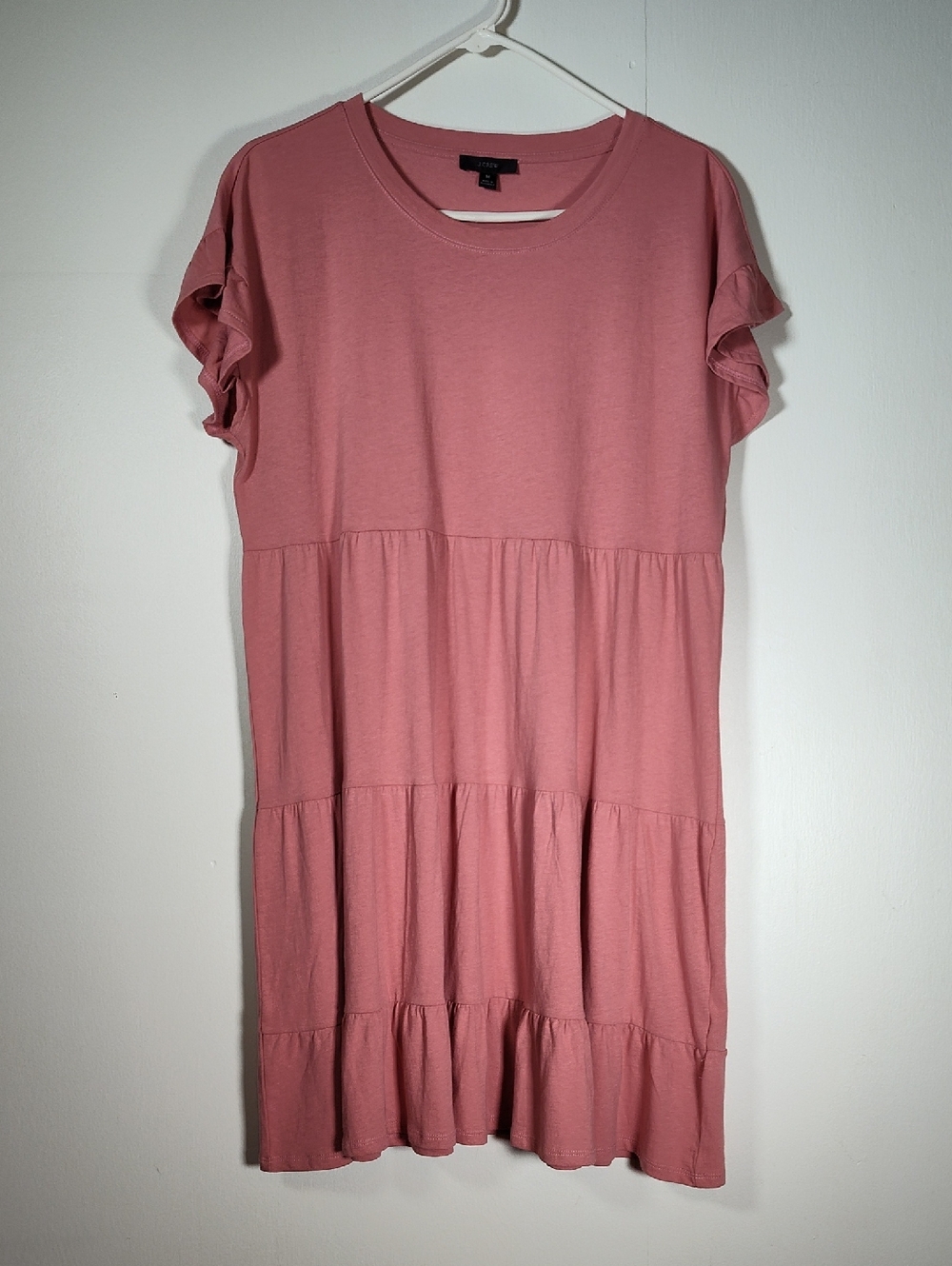 J. Crew Tiered dress in broken-in jersey pink babydoll mini M - Picture 3 of 10